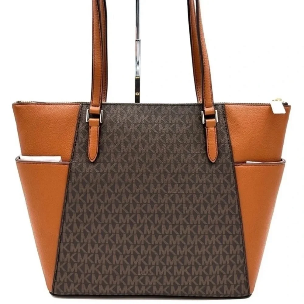 Michael Kors Large Charlotte Tote Bag Brown Signature